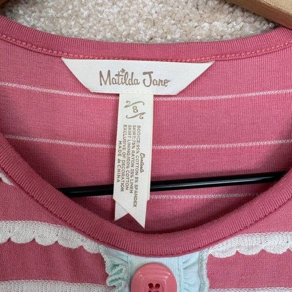 Matilda Jane Enchanted Garden Dress Girls Size 8 Striped Floral Summer - Picture 5 of 7